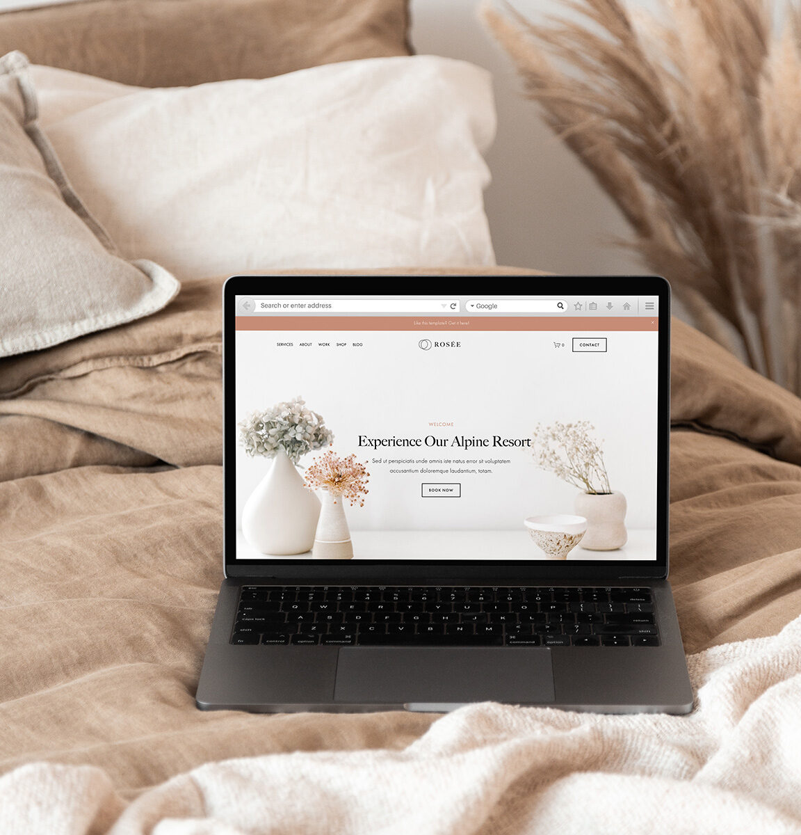 Beispiel einer Webseite auf einem Laptop